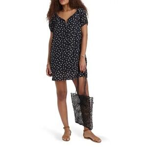 NWT Alex Mill Rose Mini Dress in Black Floral Cotton Silk Size Small